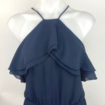 H&M Navy Blue Chiffon Sleeveless Halter Tiered Frilly Party Wedding Maxi Dress 8 Photo 3