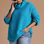 Pilcro Anthropologie  Cozy Cowl-Neck Aqua Blue Knit Dolman Sleeve Sweater XL Photo 0