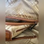 London Fog  Tan/Brown Faux Leather Crossbody Double Handle Bag EUC Photo 7