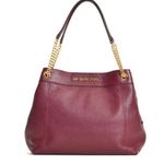 Michael Kors Jet Set Merlot Pebbled Leather Large Shoulder Bag Tote Chain Strap Photo 0