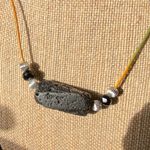 Handmade Black Lava Stone multi color Leather Choker Photo 3