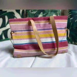 Women’s Multicolor‎ Striped Beach Bag Pink Photo 1