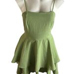 Halara  Backless Adjustable Straps Green Sleeveless Tiered Dress Photo 5
