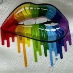 Pride love rainbow FEIYAO canvas Converse Style Shoes size 40 colorful lips White Photo 1