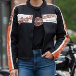 Harley Davidson Harley-Davidson Motorcycle Embroidered Prestige Cotton Riding Jacket Women Small Photo 0