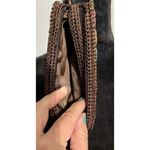 Crochet Multicolor Wooden Women’s Wallet Wristlet Barrel Shaped Zip Structured Brown Photo 5