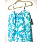 Lilly Pulitzer  Chevonne Silk White Blue Strappy Gold Zipper Resort Tank Top XS Photo 8