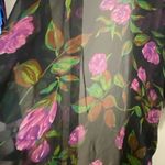 LA Intimates Womens Sheer Night Robe Kimono M Medium Floral Black Purple Green Photo 5