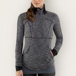 Lululemon Base Runner 1/2 Zip Heathered Herringbone Black Grey 6 Photo 0