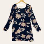 Billabong  Blue Floral Dress Heart Strayed‎ Back Strap Long Sleeves A-Line Small Photo 3