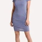 Anthropologie Sundry T-Shirt Dress M Striped Ruched Bodycon Casual Slub Spandex Photo 0
