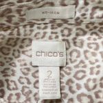 Chico's Leopard Print No-Iron Button Shirt Size 2 Beige Animal Print 3/4 Sleeve Photo 5