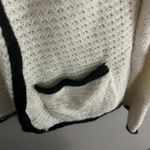 Xxi White Sweater Cardigan With Black Trim Photo 2