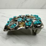 Faux Turquoise Studded Silver Tone Belt Buckle Photo 6