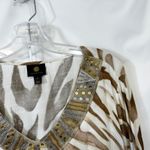 JM Collection Plus Size 3X Pant Set Blouse Zebra Print Beaded Long Sleeve Top C Photo 6