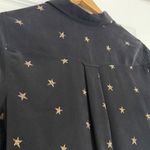 Rails Kate Silk Animal Stars Print Shirt (Sz Small) Black & Gold 100% Silk Photo 12