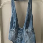 Edikted Cropped Denim Halter Top Photo 2