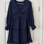Navy Ruffle Dress Blue Size M Photo 0