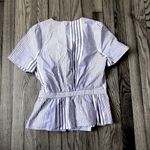 Madewell  NWOT Women's Ruffle-Hem Wrap Top in Stripe Mix Deep Crimson Size XS Photo 6