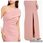 Adrianna Papell  Metallic Knit Draped Gown Rose Pink 4 Photo 2