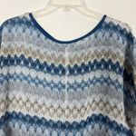 Ya Silk Blend Diamond Print Chiffon Blue Top Size M Workwear Casual Size M Photo 2