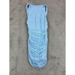 ZARA NWT  Light Blue Polka‎ Dot Sleeveless Ruched Bodycon Mini Dress size M Y2K Photo 6