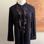 Theory  Silk Ruffle Yoke Button Down Blouse Photo 0
