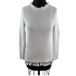 J. McLaughlin  Black Fringed Crew Neck Sweater | Size XL Photo 9