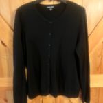 Hilary Radley Cardigan Button Front Women’s Size L Knit Sweater  Black Photo 0