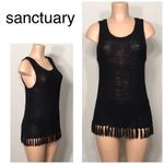 Sanctuary black crochet and fringe top. NWOT Photo 1