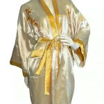 Kimono In Beige And White Silk Reversible One Size Kimono. E28 Gold Photo 4