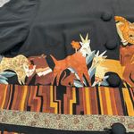 Karin Stevens Vintage Blouse Women 8 Black Brown Animal Print Lightweight Button Photo 7