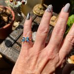 Blue Opal & Cz Sterling Silver Ring 5,6 Green Photo 3