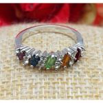 Cute Silver Tone Clear & Colorful Crystal Fashion Ring Size 7 Photo 0