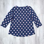 Charter Club  Women Petite Supima 100% Cotton Navy Pink Polka Dot 3/4 Sleeve Top Photo 4
