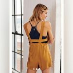 Free People Movement Heart Center Mustard Romper Size Xsmall Gold Photo 1