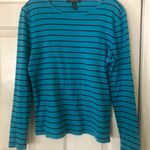 Ralph Lauren LRL Long Sleeve Crewneck pullover Striped Cotton Tee Teal L Photo 9
