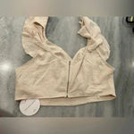 SheIn NWT Vcay Curve Cream Ruffle Sleeve Wrap Front Zip Back Crop Top Size 1X Photo 1