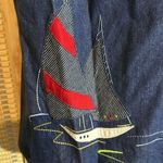 Allison Daley Vintage Nautical Theme Blue Denim Zip Front Vest Sailboat Flag 10P Photo 7