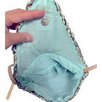 Paper Straw Colorful Crossbody bag, Teal, dark blue, Tan. Snap button closu… Blue Photo 4