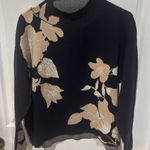 Maeve  Navy and Beige Floral Sweater Photo 0