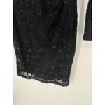 Lauren RALPH LAUREN Lace Sequin Black Dress 14 Ruched Waist Sheer Sleeve Formal Photo 3