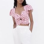 ZARA Gingham Cut Out Twist Crop Top Photo 4