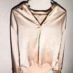 Nicole Miller Peach Satin Blouse – Long Sleeve Dressy Top Size Small Size M Photo 0
