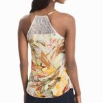 White House | Black Market WHBM Havana Tropical Print Satin Racer back Camisole in Yellow Multi sz xs Photo 1