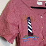 Cabernet Red House‎ Dress Embroidered Lighthouse Design Cotton Size Medium Blue Photo 1