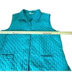 Coldwater Creek Women’s Quilted Vest Large Teal Full Button Up Pockets READ Photo 3