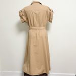 Brochu Walker Sahara Beige Fia Belted Button Up Short Sleeve V Neck Dress Large Photo 7