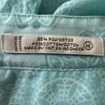 Orvis  Blouse Womens Medium‎ Green Blue Aqua Medallion Print Semi Sheer Bohemian Photo 7