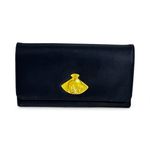 Vtg Stop Sac Béatrice Bongibault Black Wallet Clutch Purse w Gold Tone Emblem Photo 4